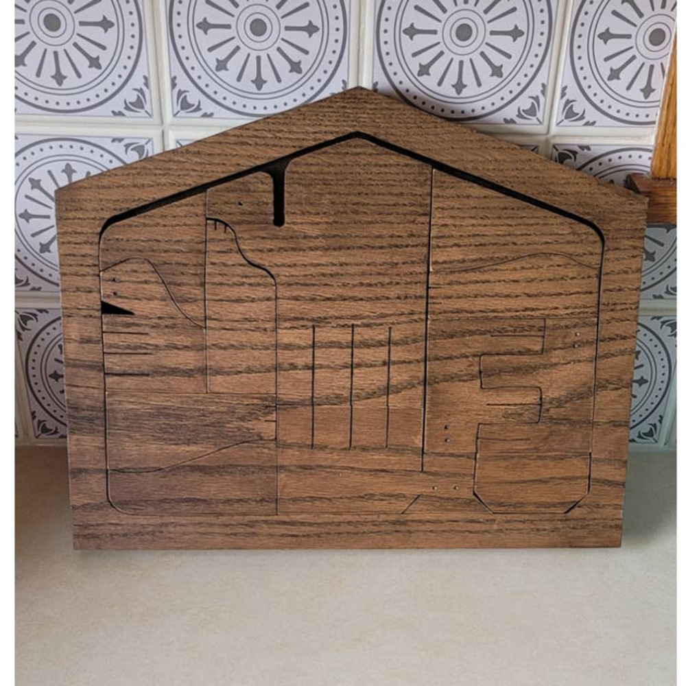 Vintage Handmade Mid Century Minimalist Oak Nativity - Picture 2 of 9